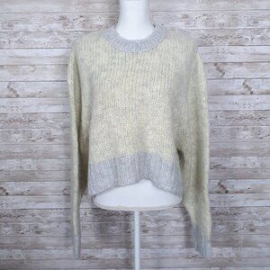 Topshop Womens Cropped Sweater Sz 14 Yellow Gray 478A